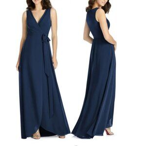 Jenny Packham Women's Wrap Gown Size 10 Midnight Blue Bridesmaid Dress JP1025